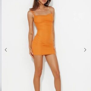 Hello Molly MESH MINI DRESS ORANGE Fall Party Stretch XS Y2K 90’s